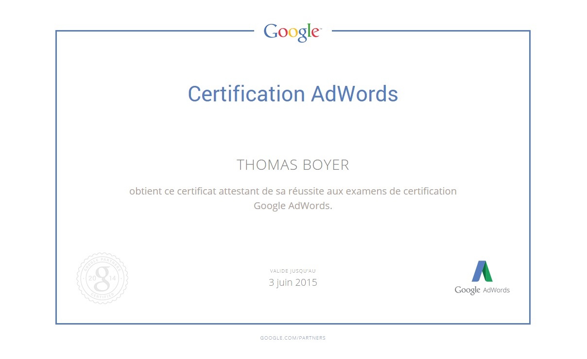 certification adwords